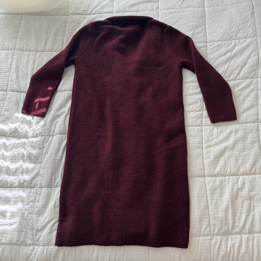 Ann Taylor burgundy long winter chic coat - Picture 3 of 8
